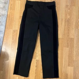 Black cropped pants with velvet stripe